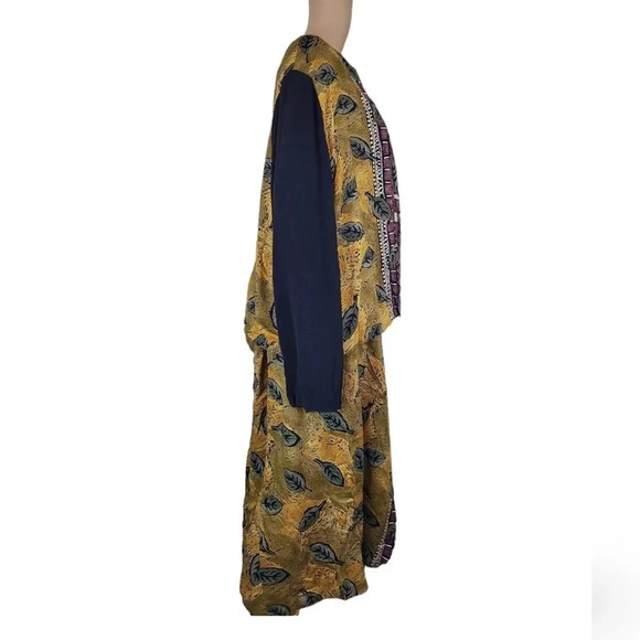 Melrose Artsy Boho Rayon Voile Wrap Gold Bohemian Leaf Floral Blouse Set - Picture 2 of 5